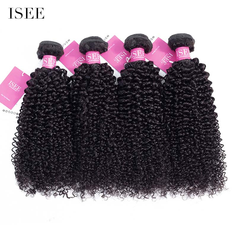 ISEE HAIR Mongolian Kinky Curly Bundles 10A Grade 100% Human Virgin Hair unprocessed